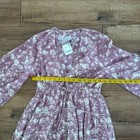 NWT Free People Womens Tiered Pappiet Midi Dress Current Rose Medium - Picture 14 of 16